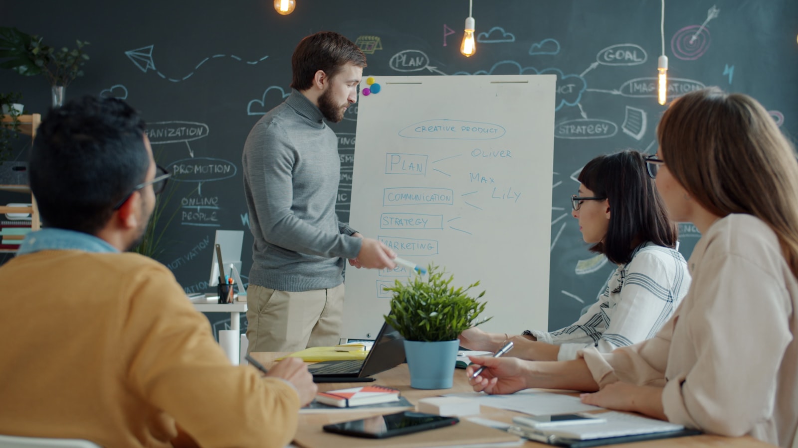 The Clirah team mapping a client's automation strategy on a whiteboard